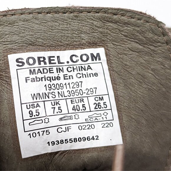 Sorel Joan Uptown Wedge Boots Khaki Waterproof Suede Size 9.5 - Picture 7 of 7